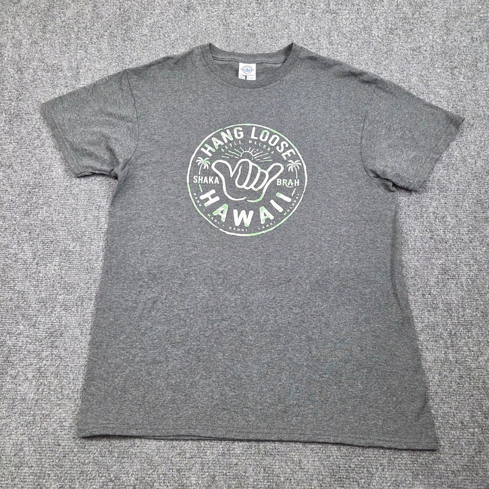 Shaka Brah Hawaii Tshirt Mens Medium Gray Graphic Surf Hang Loose Tourist Island